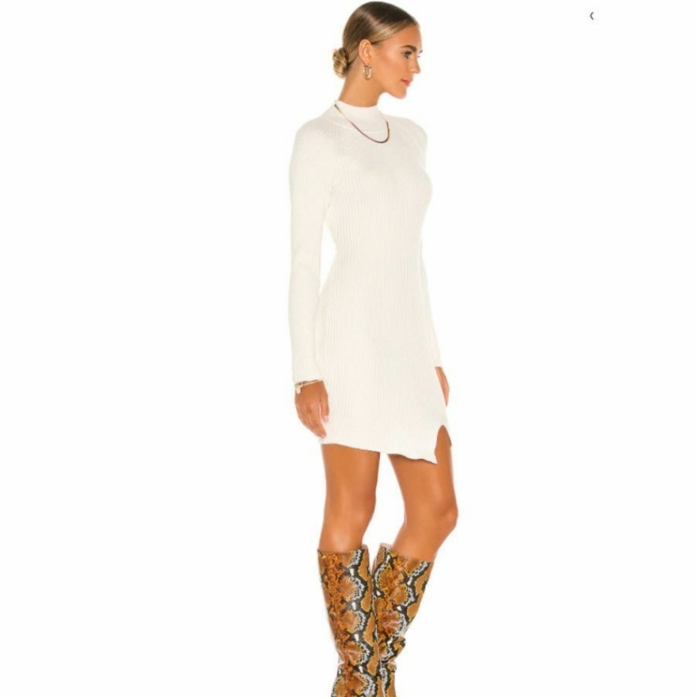 SALE ❤  Bardot Ivory Mini Ribbed Mockneck Bodycon Long Sleeve Dress - Picture 12 of 15